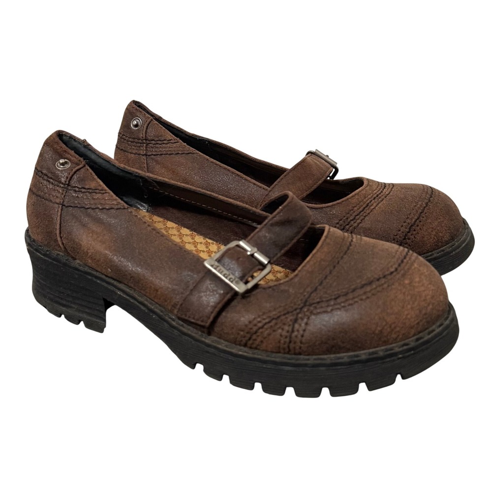 Mudd Spirit Brown Chunky Lug Sole Mary Jane Buckle Shoes Womens 7.5 M Y2K 90s